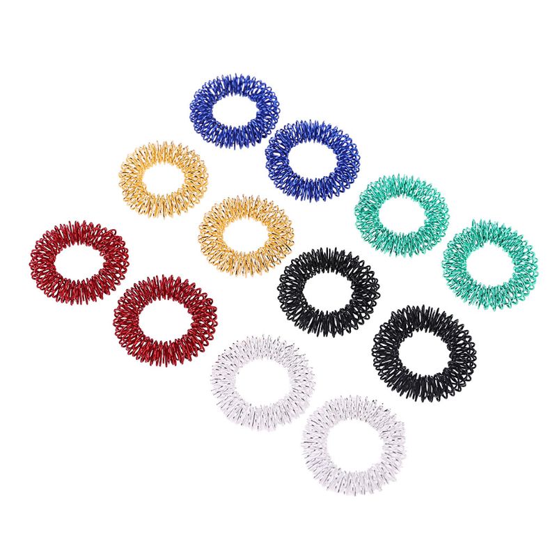 12PCS Spiky Sensory Finger Acupressure Ring Fidget Toy For Kids Adults Silent Stress Relief Massager Helps With Focus ADHD Autis