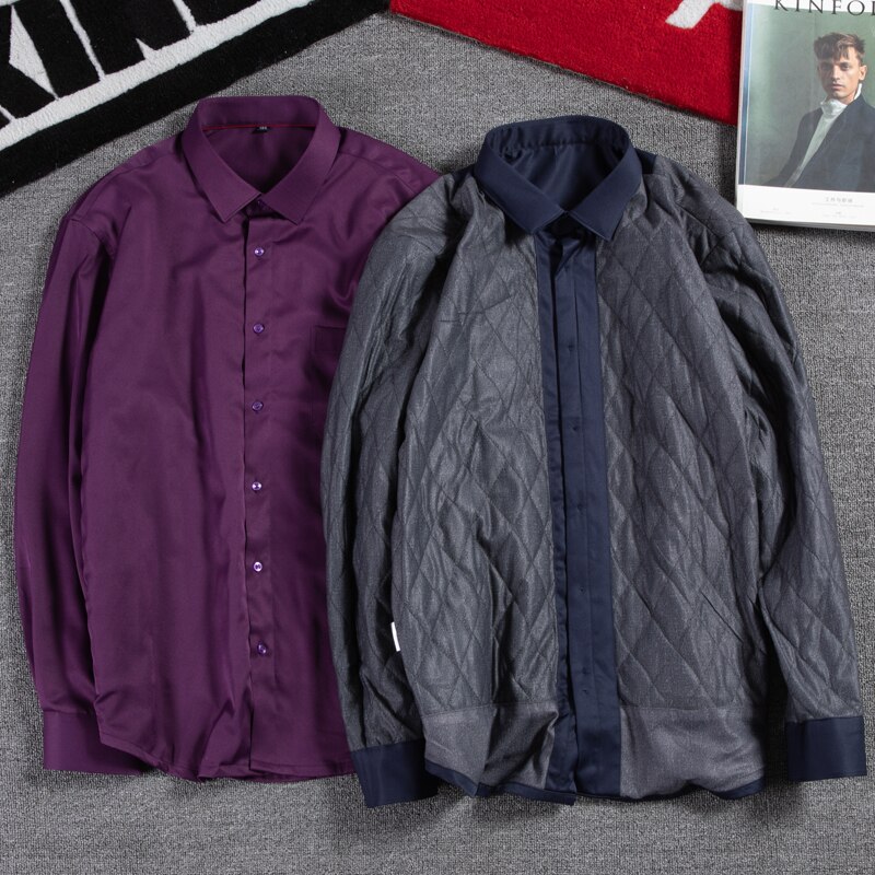 Winter grote maten wollen voering warm overhemd heren zakelijk casual dik warm overhemd met lange mouwen heren merkkleding plus maten 5xl 6xl 7xl