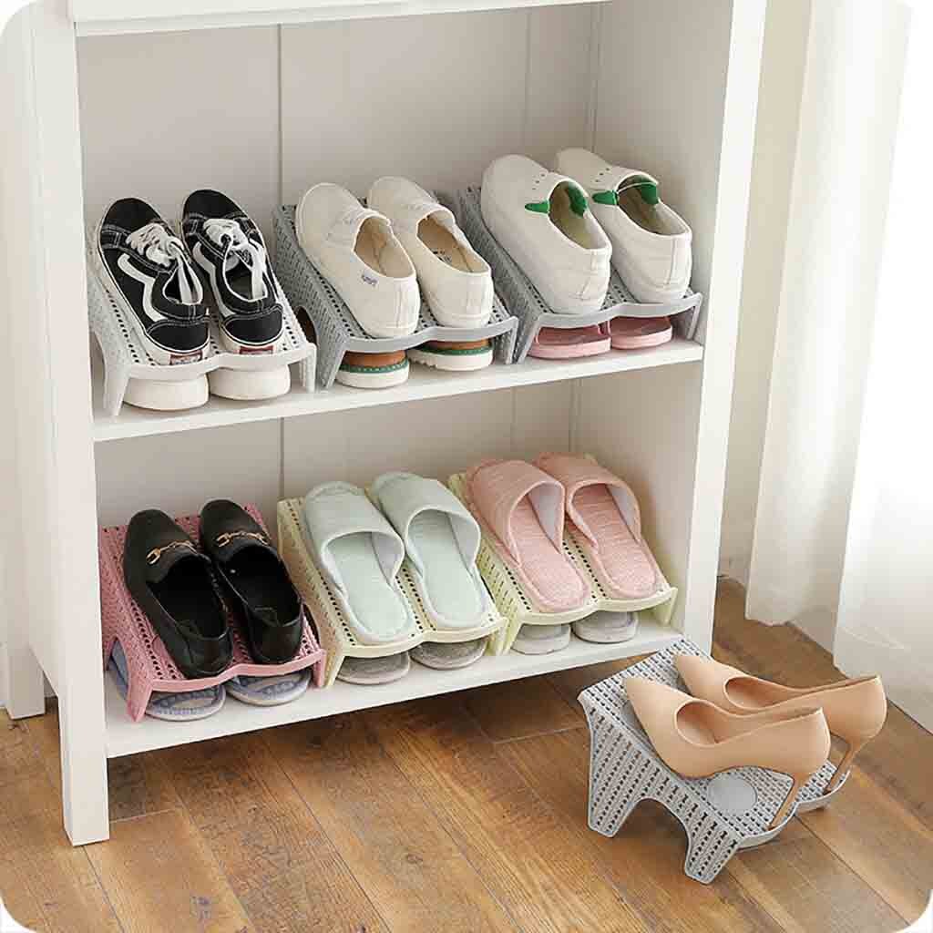 Shoe Slots Double Layer Plastic Space Saver Holder Shoes Box Organizer Storage Shoes Rack Living Room Shoes Stand Shelf