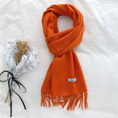 Luna & Dolphin Engeland Vrouwen Kasjmier Virgin Wol Sjaals 190x30cm Schotland Zwart Wit Plaid Edinburgh Plaid Warm school Sjaals: orange