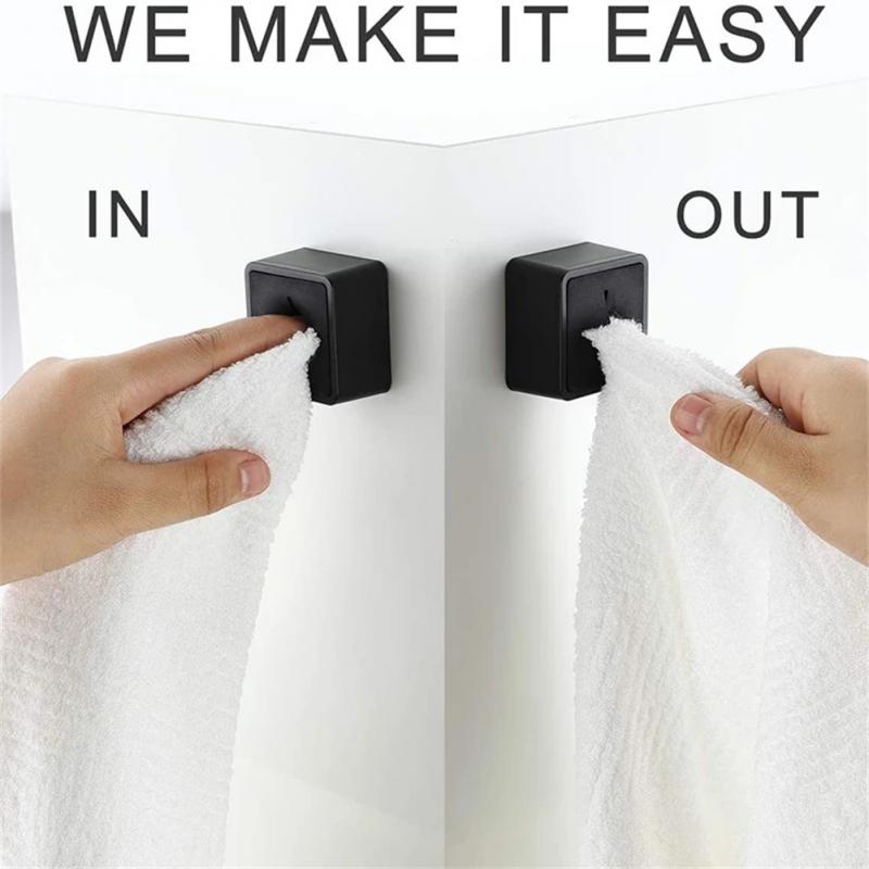 Towel Holder Free Punch Self Adhesive Rag Dishcloth Clip Towel Wall Hanger Hooks Kitchen Bathroom Towel Rack Storage Organizer