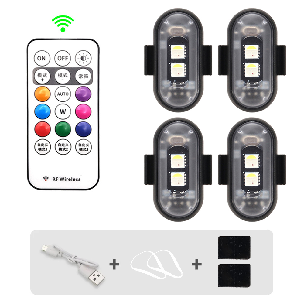 Draadloos licht Vliegtuigen Vliegtuig Helikopter Waarschuwingslichten RGB Led Vliegtuigen Stroboscooplichten Motorverlichting LED-flitspositie: changeable