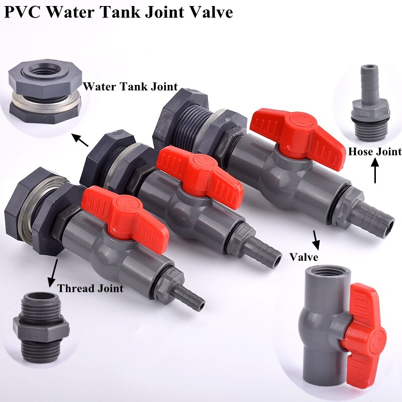 1 ~ 3Set 1/2 "3/4" Tot 8 ~ 16Mm Pvc Diy Aquarium Connector Aquarium Inlaat water Afvoer Slang Pagode Joint Water Tank Klep Fittings