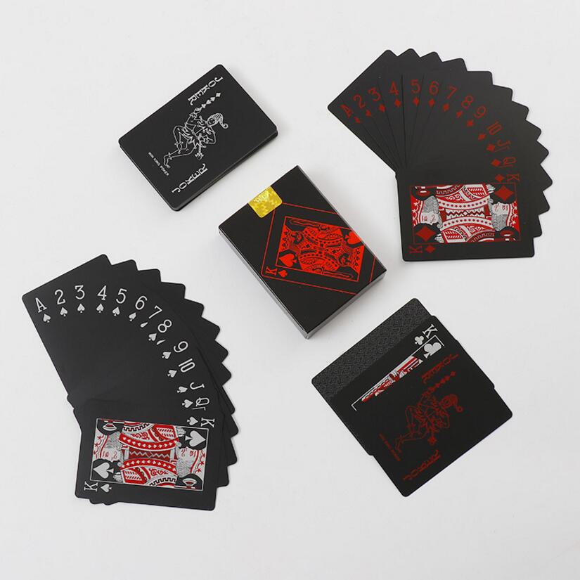 Vandtæt pvc plastik spillekort poker klassiske magiske tricks værktøj ren sort magi boks-pakket gyh