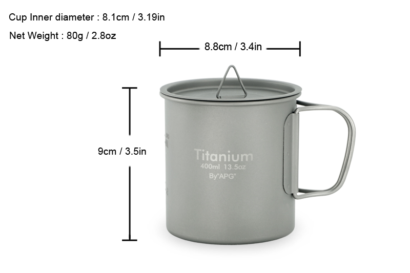 APG Ultraleicht Titan Picknick Camping Tasse Wasser Becher Faltbare Griff Topf Kaffee Tee Tasse mit Deckel