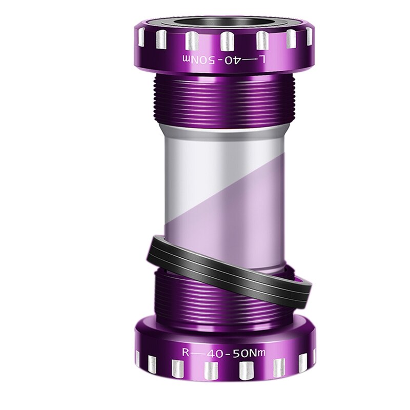 Bicycle Bottom Bracket Aluminum Waterproof BSA 68/73mm Screw/Thread Type Crankset Bearings Bicycle Axis Parts: Purple