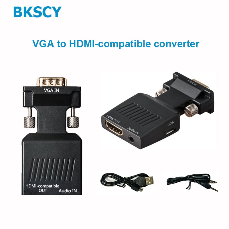 Vga Naar Hdmi-Compatibel Adapter Vga Splitter Met 3.5Mm Audio Converter Ondersteuning Dual Display Voor Pc Projector Hdtv multi-Poort Vga: vga to hd