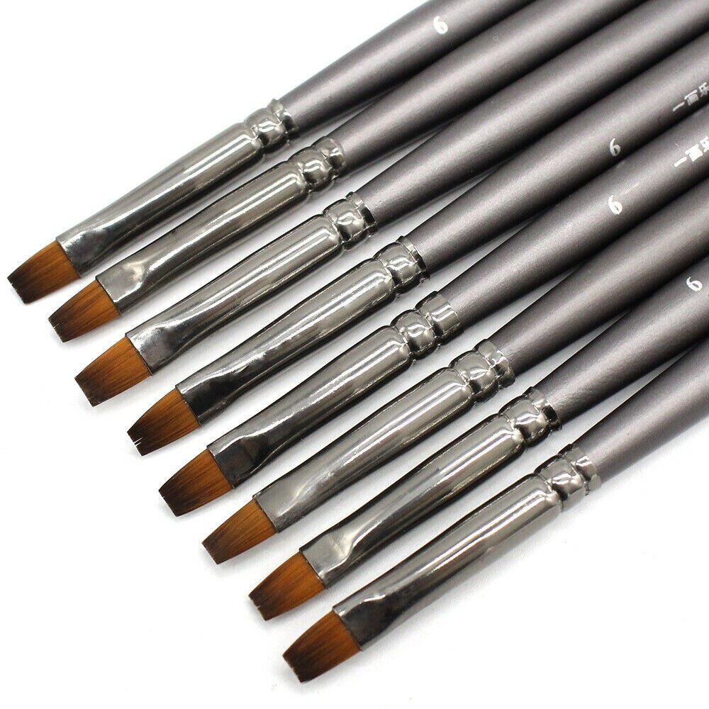 Eval 3PCS Nail Art UV Gel Acrylic Brush Painting Brushes Nail Beauty Tool Round Flat wooden size #6 2# 1#