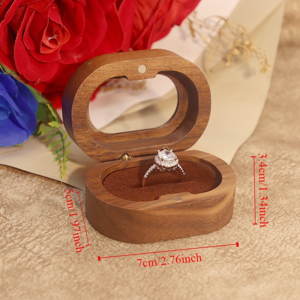 Caja de madera Retro para anillos de compromiso, caja de almacenamiento de joyería, caja para anillos de boda, Mini exhibición de anillos, soporte para anillos de pareja, boda