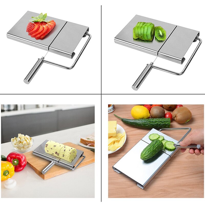 Cheese Slicer - Cutting Serving Board for Hard and Semi Hard Cheese or Butter, Stainless Steel Cutting Wire Cheese Board