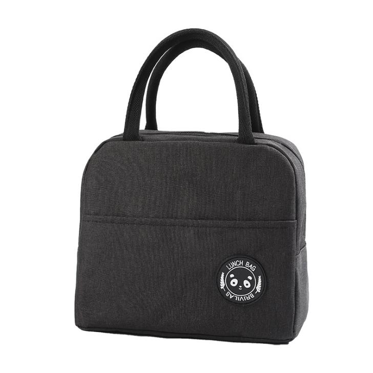 Portable Lunch Bag Thermal Insulated Lunch Box Tote Cooler Bag Bento Pouch Lunch Container School Food Storage Bags: black 4