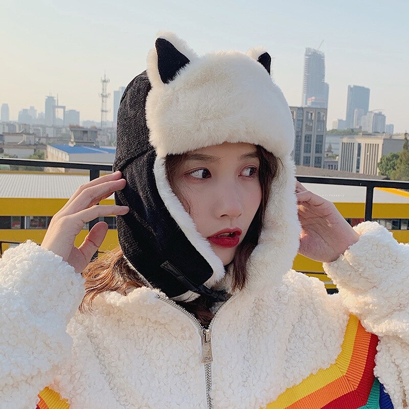 K79 Women&#39;s Hat Winter HaTt Ushanka hat For Female Thicken Cold Cap Warm Hat Windbreak Hat Warm Hat Pilot Cap Hat With Earflaps