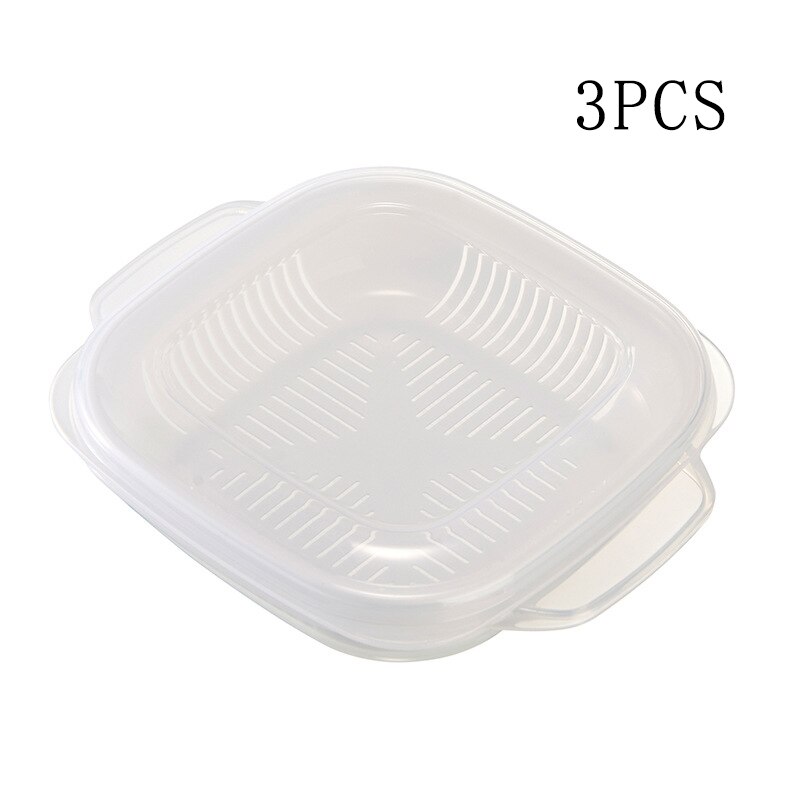 Fresh-keeping Box Frozen And Heated In Microwave Oven Vegetable Rice Separate Rice Sub Packaging Box Kitchen Organizer Container: 3pcs