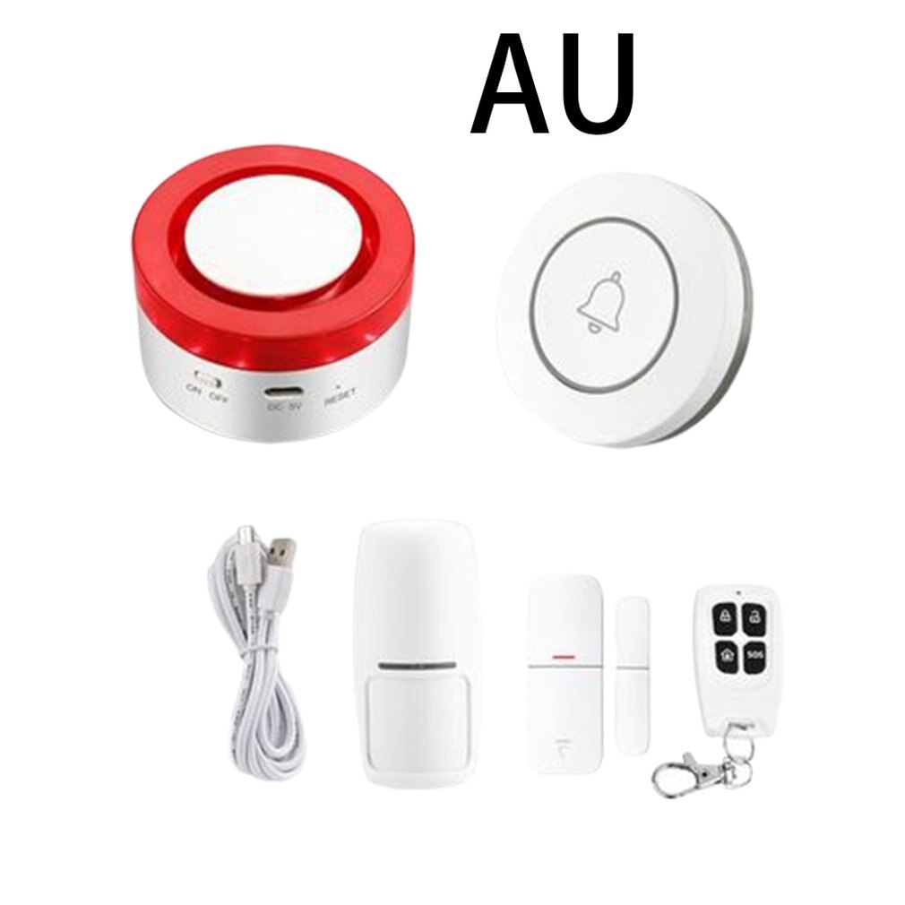 4pcs Tuya Intelligent Gateway Sound Light WIFI Three-in-one Intelligent Smart Wi-Fi Anti-Theft Alarm Host Motion Sensor: AU plug