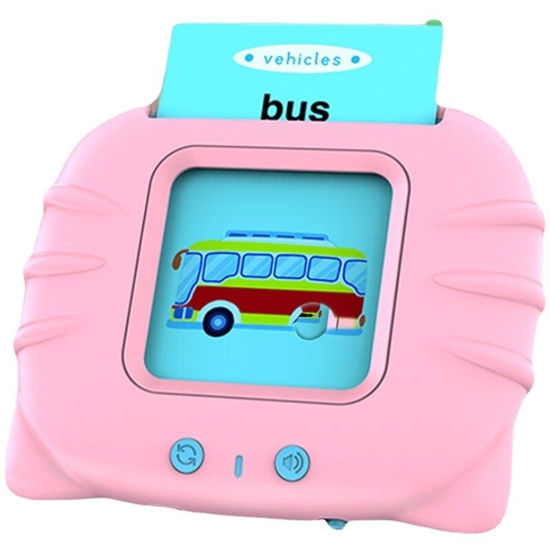 Portable Chinese-English Bilingual Learning Baby Early Education Machine with Sound 112pcs Cognitive Cards Educational Toys: Pink English