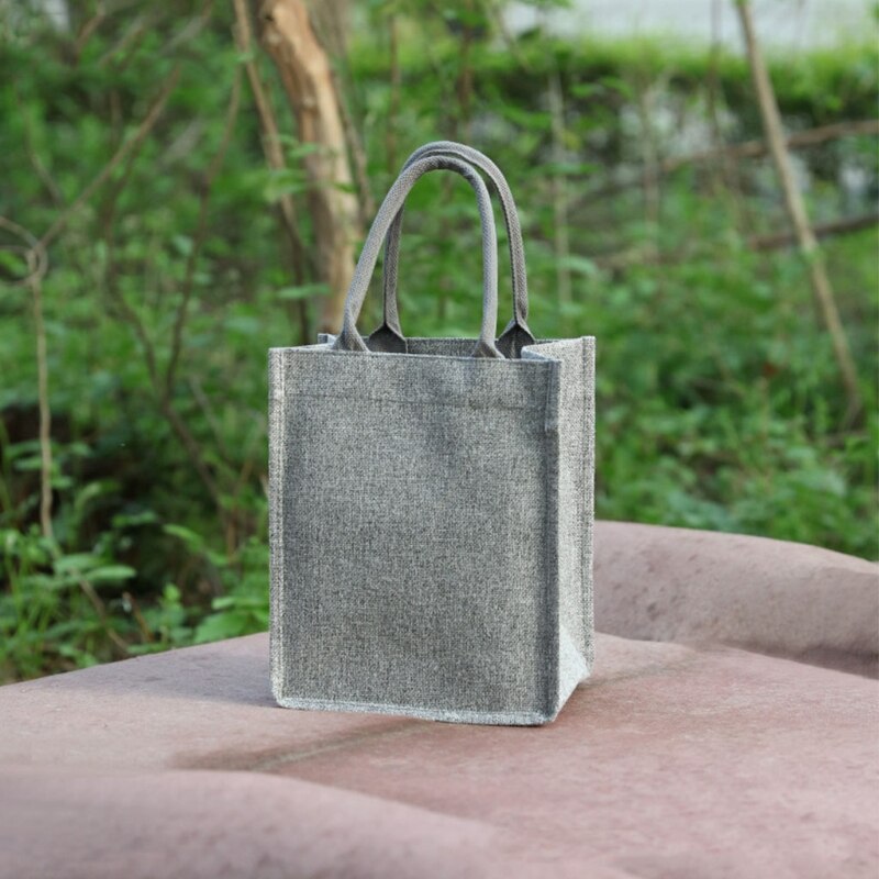 Jute jute-tote store genanvendelige indkøbstasker med håndtag kvinder indkøbstaske strand rejse opbevaring organizer  x7ya