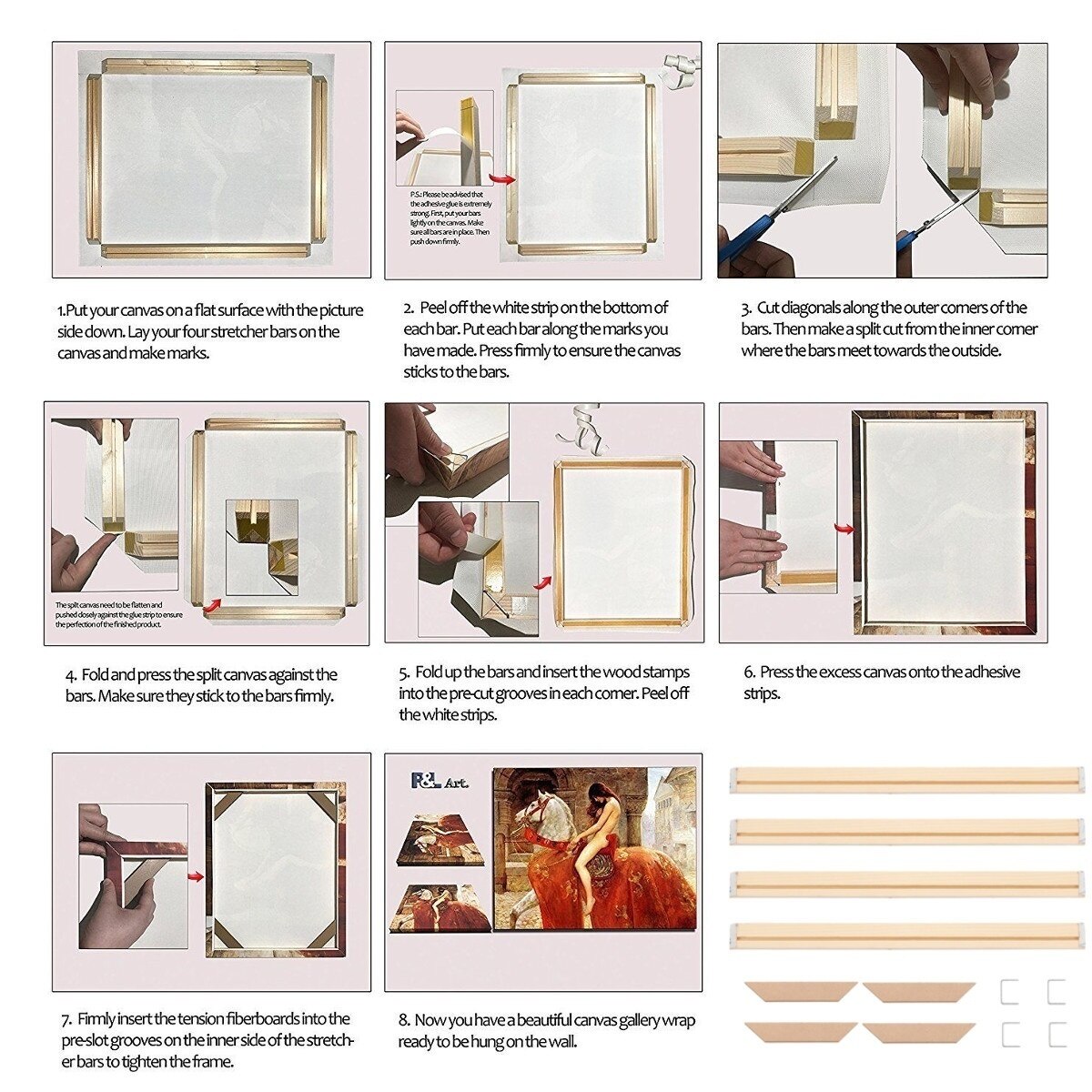 Natuurlijk houten frame voor aan de muur canvas olieverfschilderij groot formaat doe-het-zelf fotolijst posterlijst foto roem kader foto muurschildering