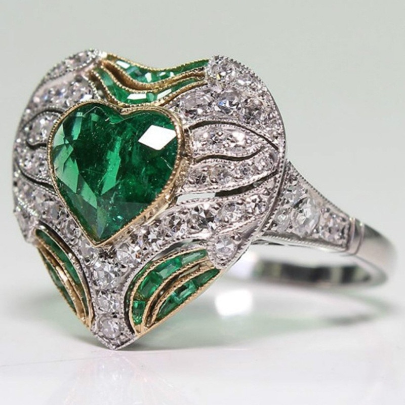 Hart Zirkoon Ring Vrouwen Vintage Sieraden Kristal Ringen Voor Vrouwen Accessoires Vinger Ring Vrouwelijke Trouwringen