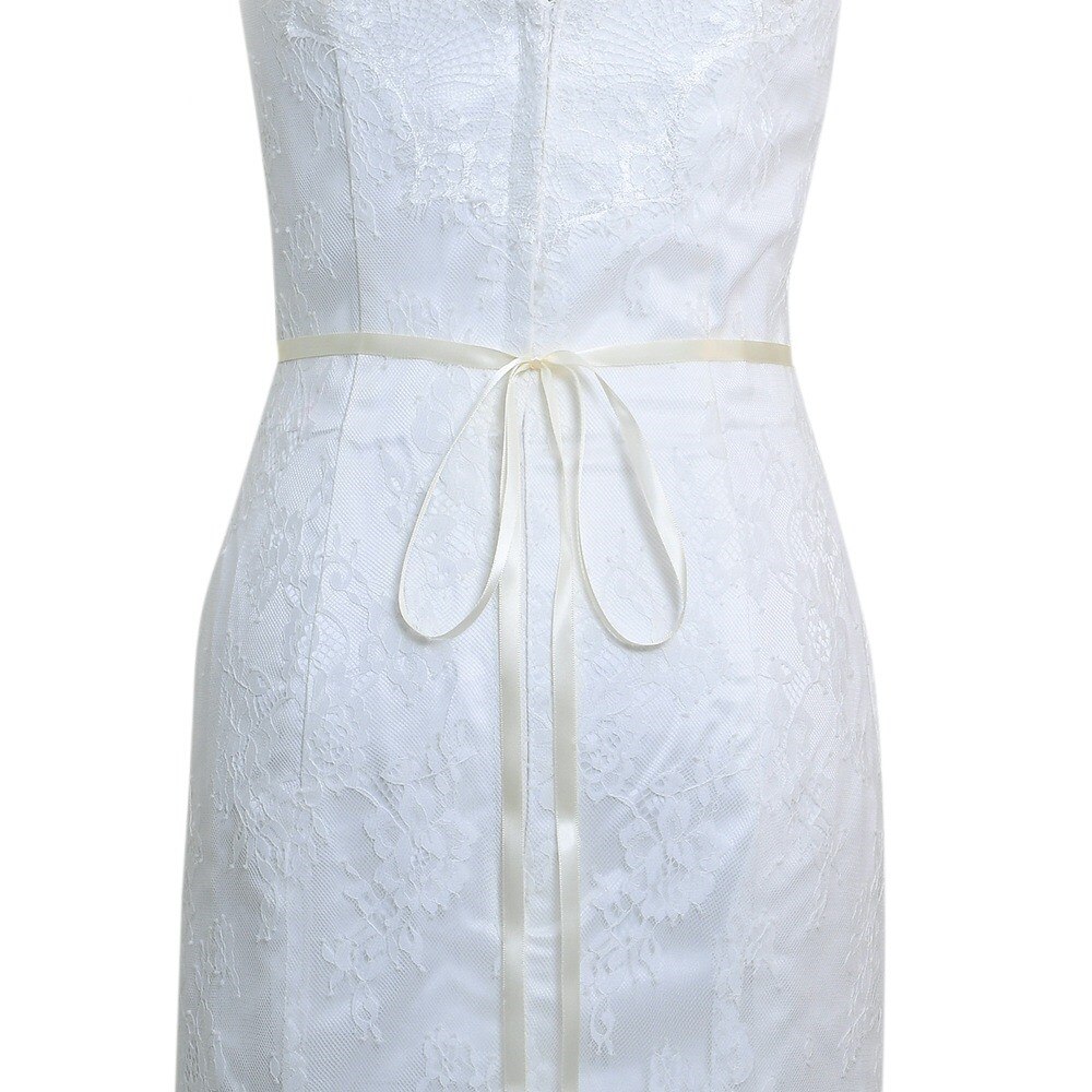 JaneVini-cinturón con cuentas de plumas de decoración para mujer, cinturones nupciales con diamantes de imitación de cristal para vestido de boda, joyería para novia y dama de honor: With Ivory Ribbon