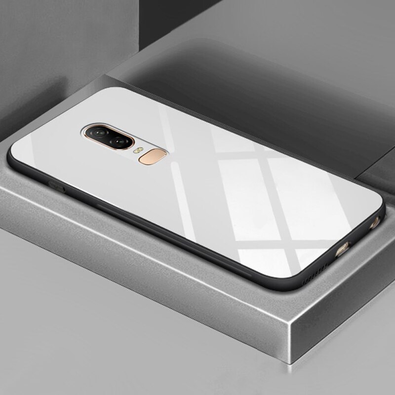 YUETUO tpu Tempered glass Mirror original armor phone backetui,coque,cover,case for oneplus one plus 6 for oneplus6 accessories: white