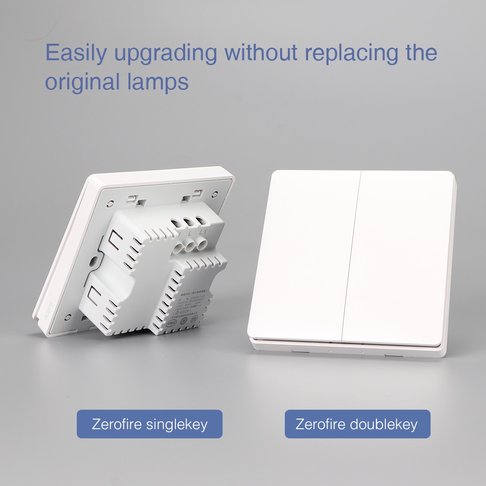 Aqara Smart Light Control Fire Wire Zero Line Double Single Key Button ZiGBee Wall Switch 2 Version for xiaomi Mijia APP Control