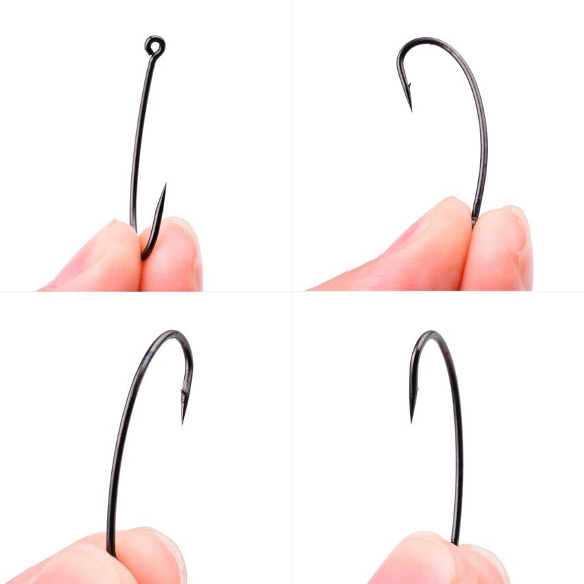 10pcs/ Box Long shank Telflon Coated Carp Fishing Hook Matt Black Fish Hooks Curved Shank Carp Fishing Rig Hooks