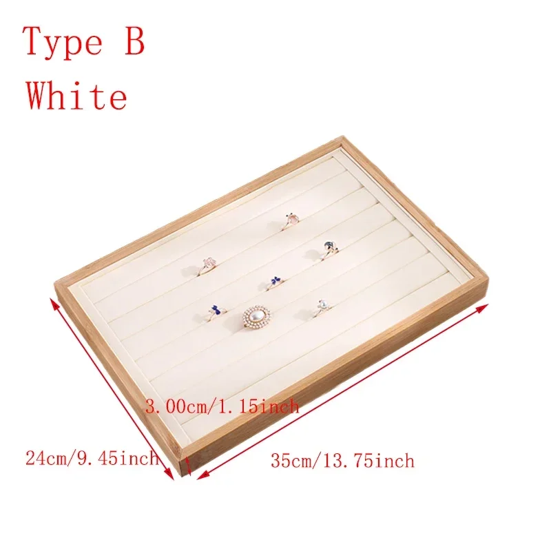 PU Leather Bamboo Jewelry Display Tray Necklace Bracelet Bangle Rings Earrings Display Jewelry Organizer Holder Showcase: Maroon