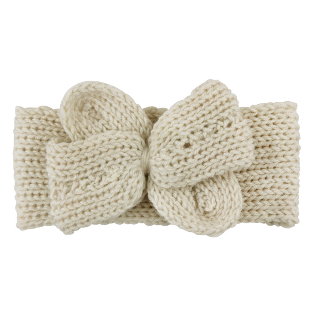 Strikket sløjfe baby pandebånd børn baby sløjfer turban pandebånd vinter varme børn spædbørn hårbånd haarbånd baby hår tilbehør: Beige