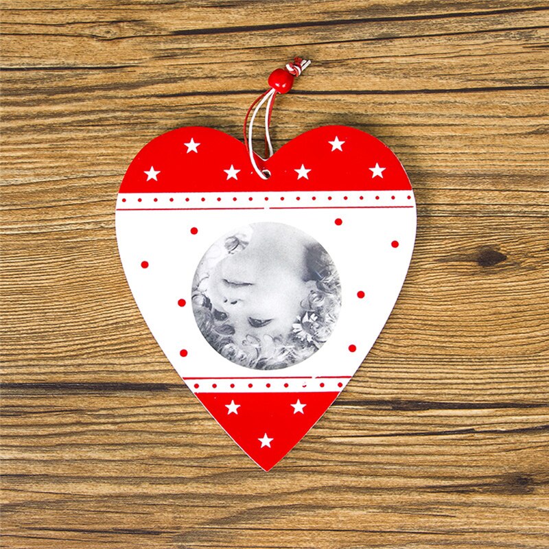 1pc Christmas Tree Photo Frame Wooden Santa Claus Hang Decorations DIY Photo Frame Christmas Decoration Products: Love