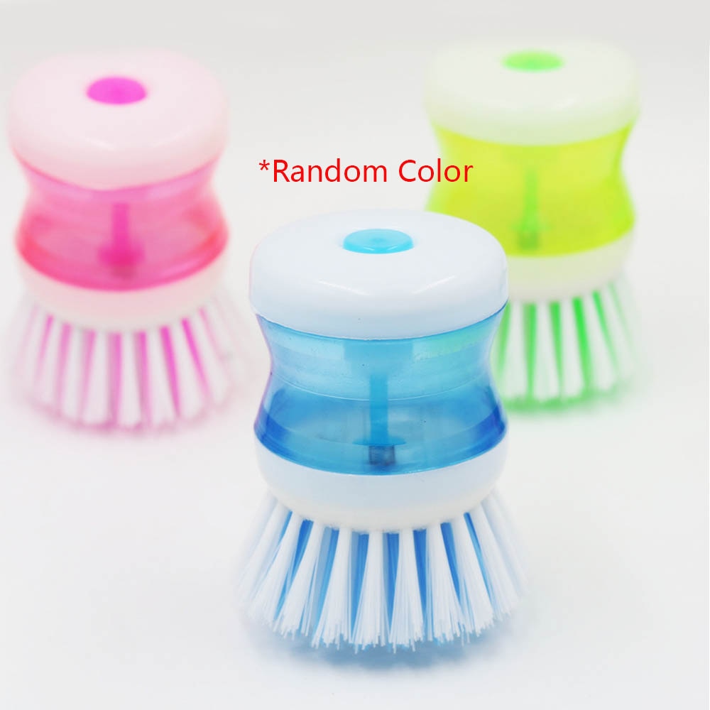 Kitchen Dish Brush With Liquid Soap Dispenser Plastic Pot Dish Cleaning Brush Home Cleaning Products Kitchen Washing Utensils