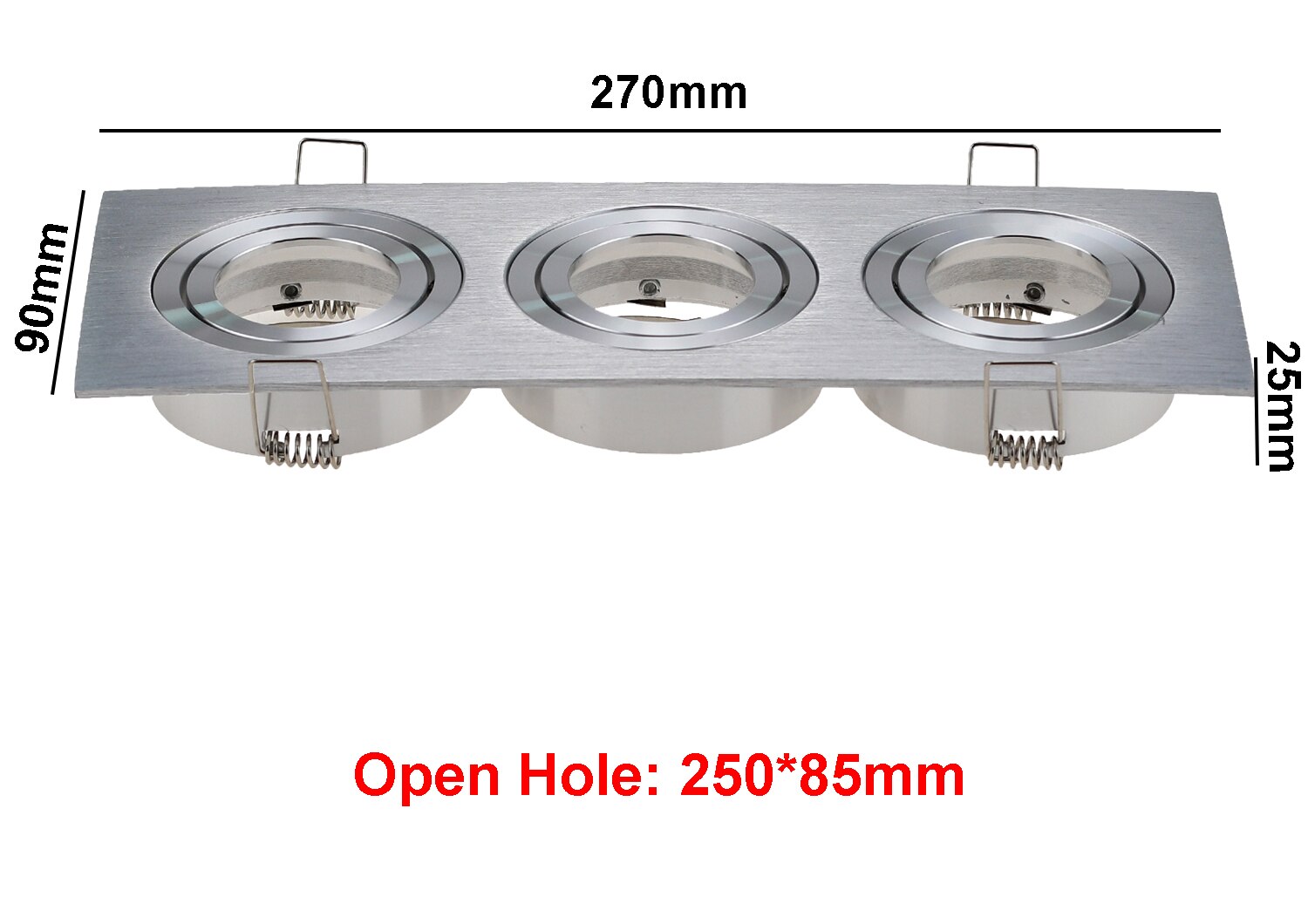 Round Square Recessed Light Spotlight LED Halogen MR16 GU10 Base Ceiling Spot Light White Black Silver Fixture Bulbs Fittings: Three Heads-Silver