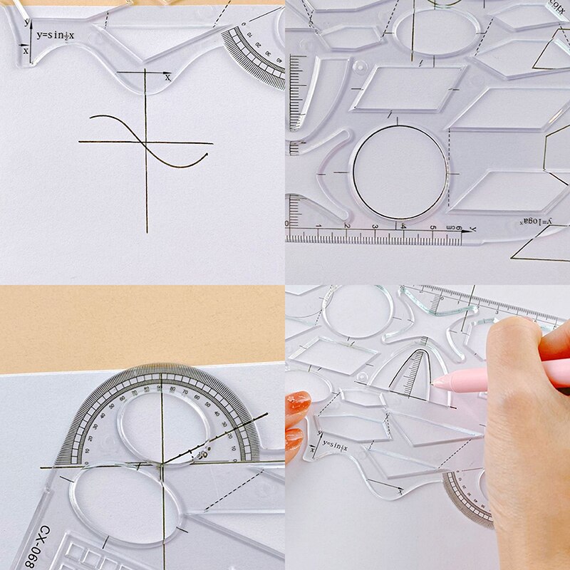 Angle Geometric Drawing Template Circle Maker Drawing Ruler Multifunctional Circular Drawing Measuring Scale