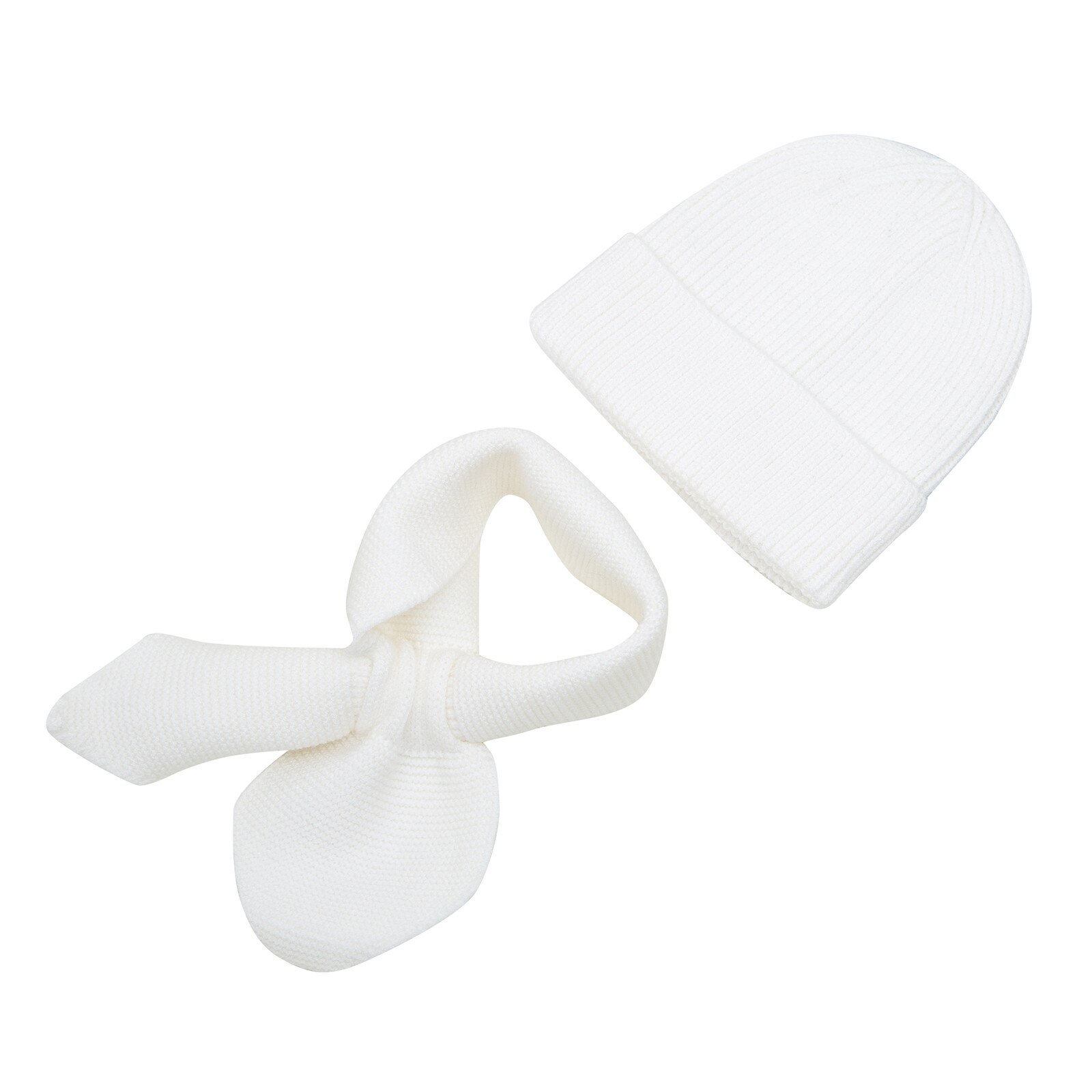 Muqgew Kinderen Muts Sjaal Pak Herfst Winter Knitteed Kids Muts Sjaal Set Katoen Meisjes En Jongens Hoeden Hals Kinderen sjaal: White