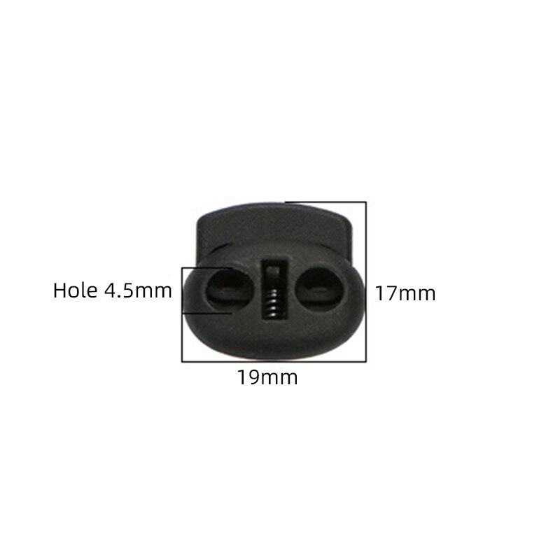 10 Pcs Pig Nose Shape Elastic Cord End Spring Buckle Plastic Buckle Adjustment Buckle Double Hole Pig Nose Buckle Bag Buckle: Black-19x17