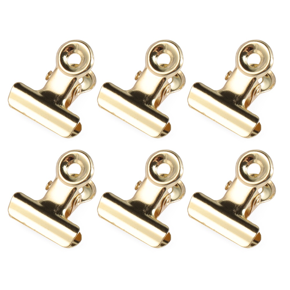 6/5Pcs Stainless Steel Binder Clip Metal Bag Clips Letter Paper Photo File Clamps Calendar Food Sealing Tools Kitchen Supplies: gold