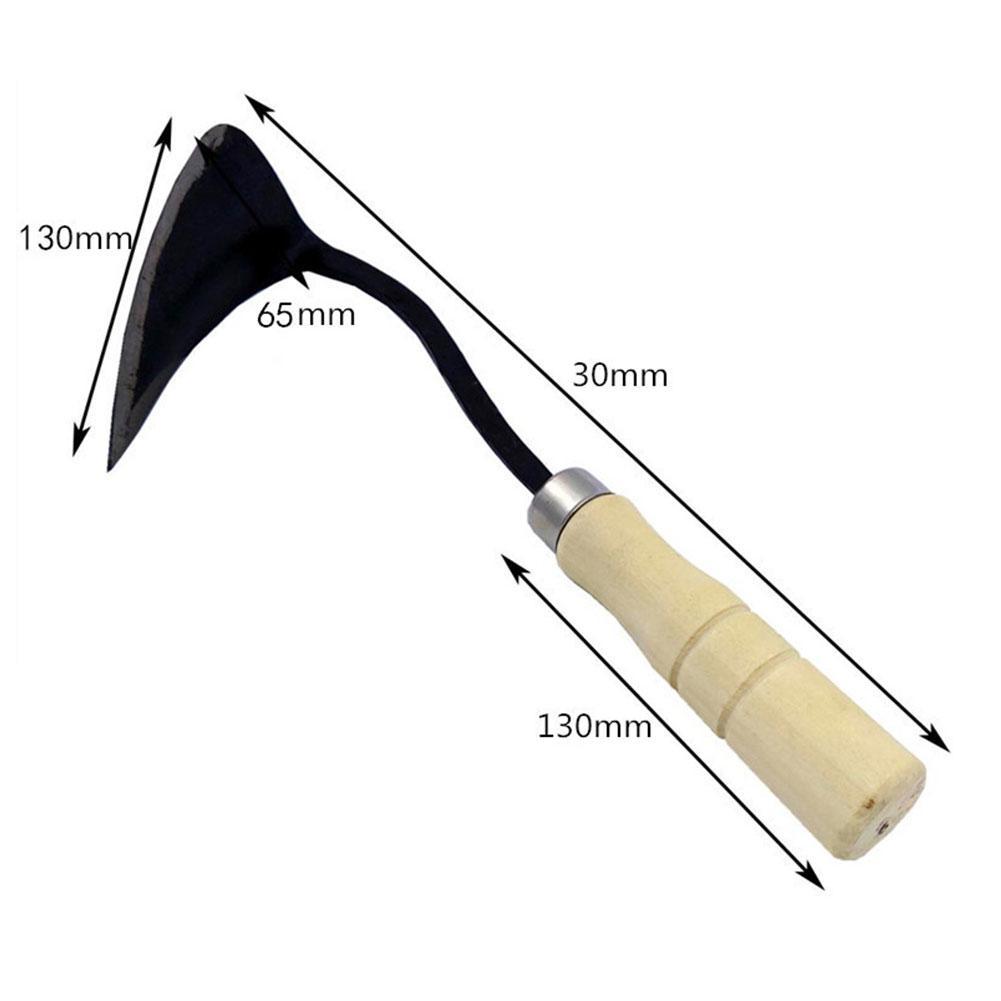 Hand Plow Wooden Short Handle Hoe Korean Style Traditional Garden Digger Tool for Better Home Garden
