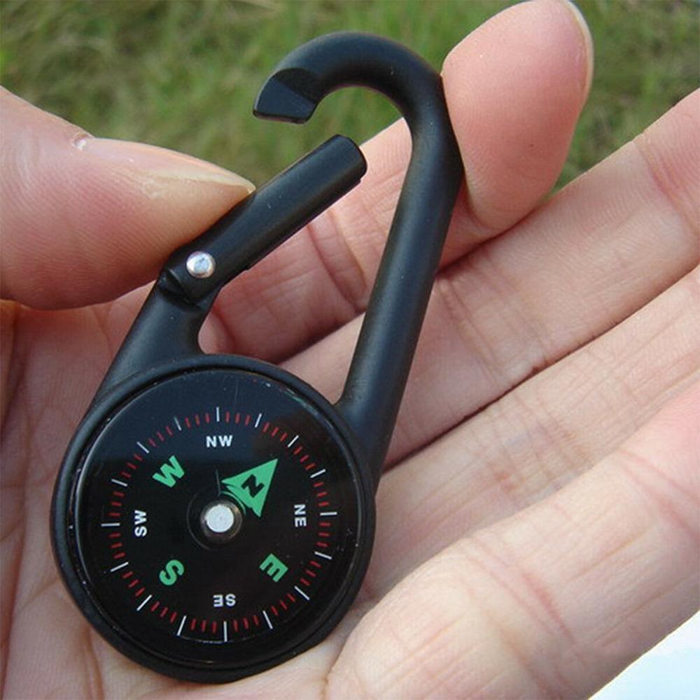 Männer Keychain Schlüssel Ring Haken Outdoor Edelstahl Schnalle kompass thermometer Karabiner Klettern