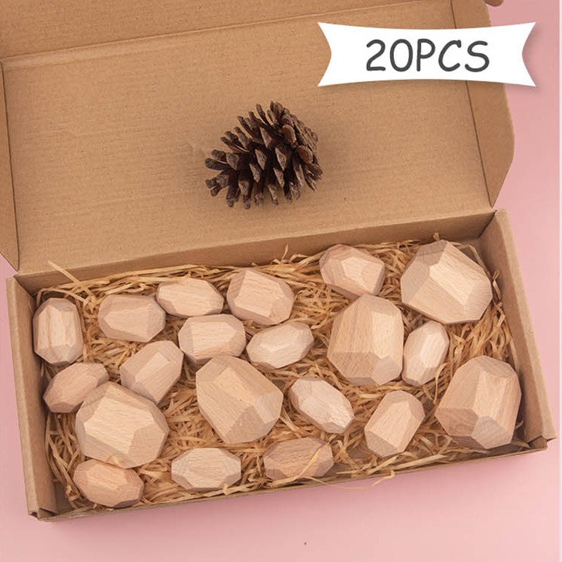 Di Legno colorato Pietre Giocattoli di Legno Blocchi di Costruzione Blocchi di Bilanciamento Impilabile Gioco Arcobaleno di Pietra Colorata Educativi Giocattoli Di Puzzle: 20pcsset box