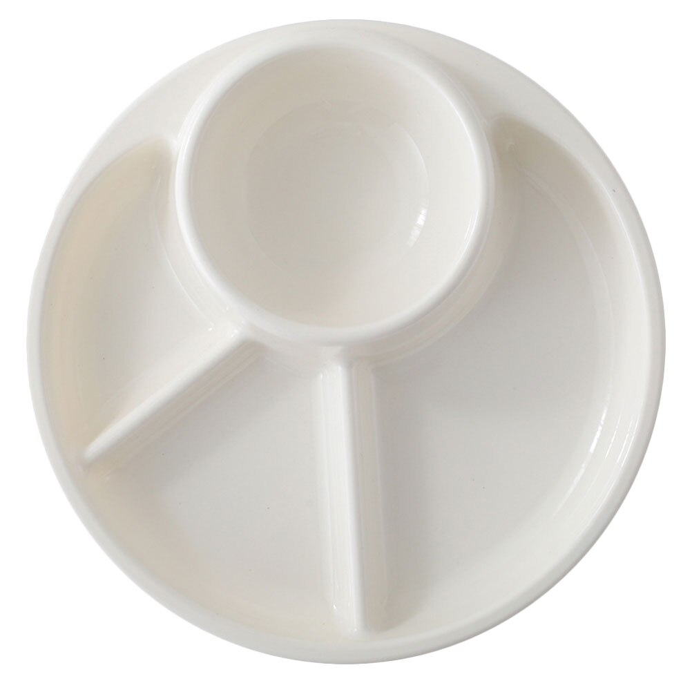 1pc Ration Divided Plate Kitchen Plate Reduce Fat Plate (White): Default Title