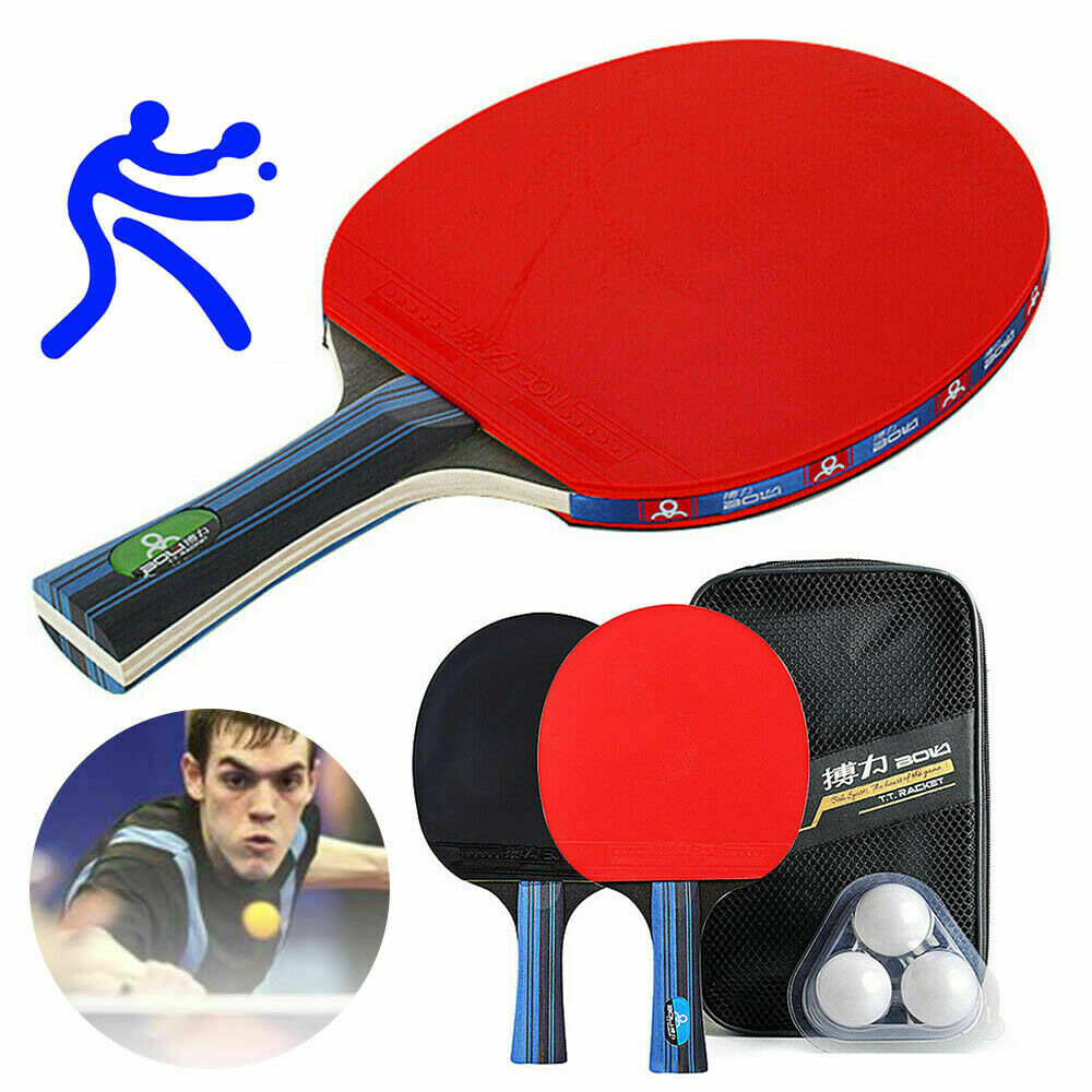 2 pçs/lote Bat Tênis De Mesa Raquete Dupla Face Espinhas Em Long Short Lidar Com Bolas de Ping Pong Paddle Raquete Conjunto Com 3 + Saco