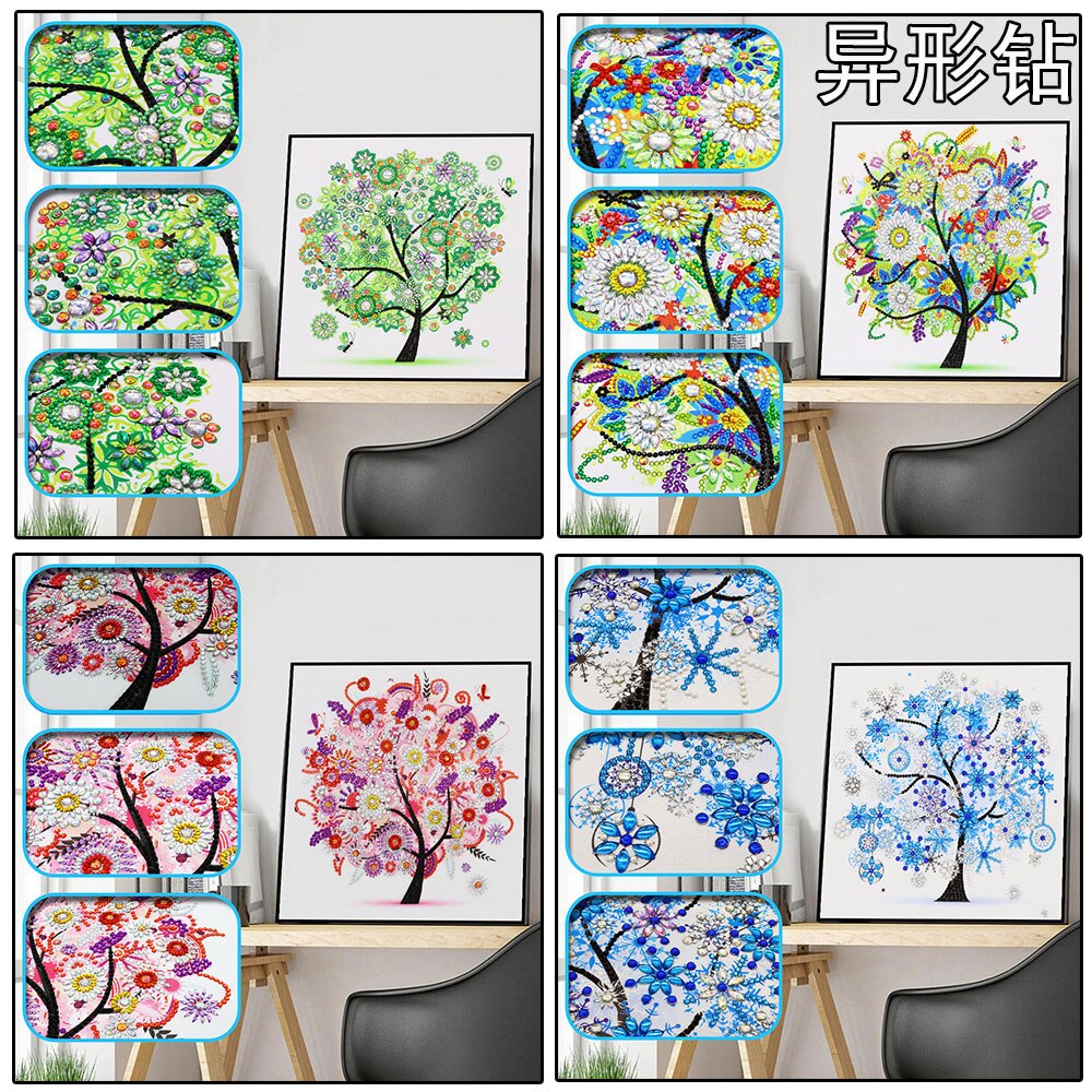 5D diamond painting four seasons tree landscape special diamond embroidery painting mosaic DIY stickers handmade cross stitch: Four