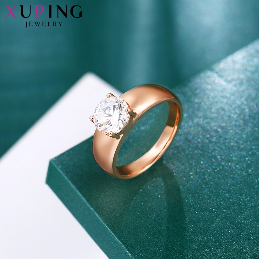 Xuping Jewelry Female Ring Unique Beautiful Rose Gold Color Plated Rings For Women Valentine's Day 12838