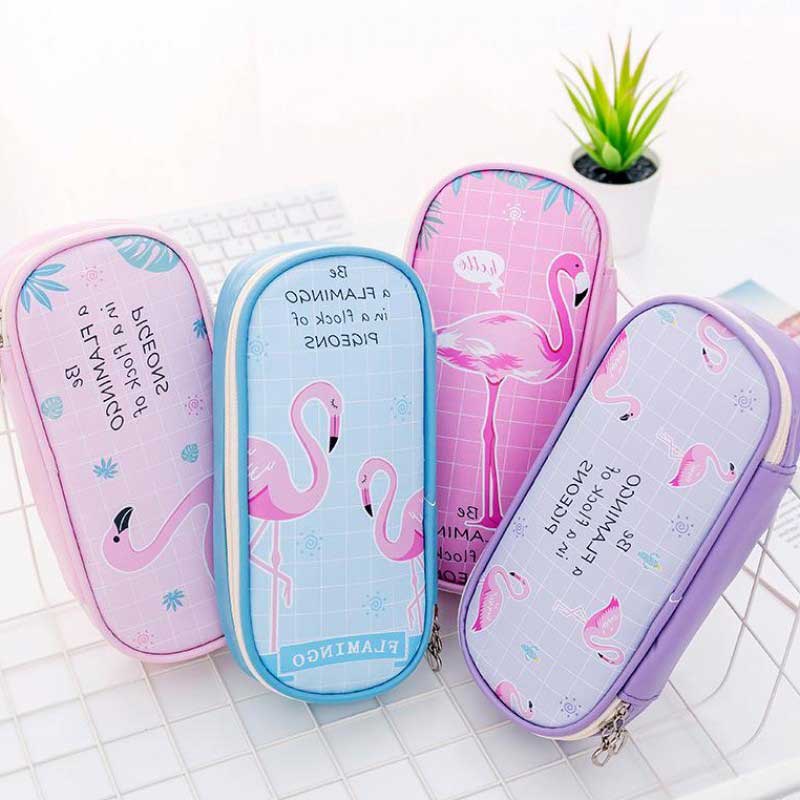 Cute Flamingo Pencil Case for Girls School Supplies Korean kawaii Stationery Big Multifunctional Pencil box Bag Pencilcase