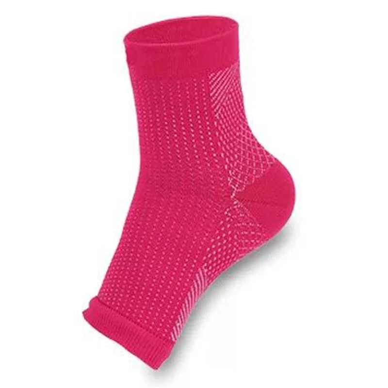S-2XL chaussettes à bout ouvert hommes cheville Compression pied protéger ange manches talon soutien de la voûte plantaire soulagement de la douleur chaussettes de sport chaudes femmes chaussettes: S / Fuchsia