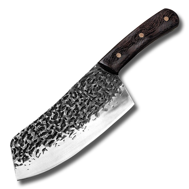 Hand Forged Hammer Pattern Kitchen Knife Chinese Style Kitchen 5Cr15 Stainless Steel Chop and Slice Knife Sharp Kitchen Knife: 6.7inch