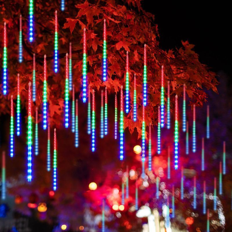 Slinger Fairy Lights String Outdoor Tuinlamp 30/50Cm Led Meteor Douche Licht 8 Tubes Kerst Decor Us/Eu Stekker Straatlantaarn: RGB / 350W / eu-stekker