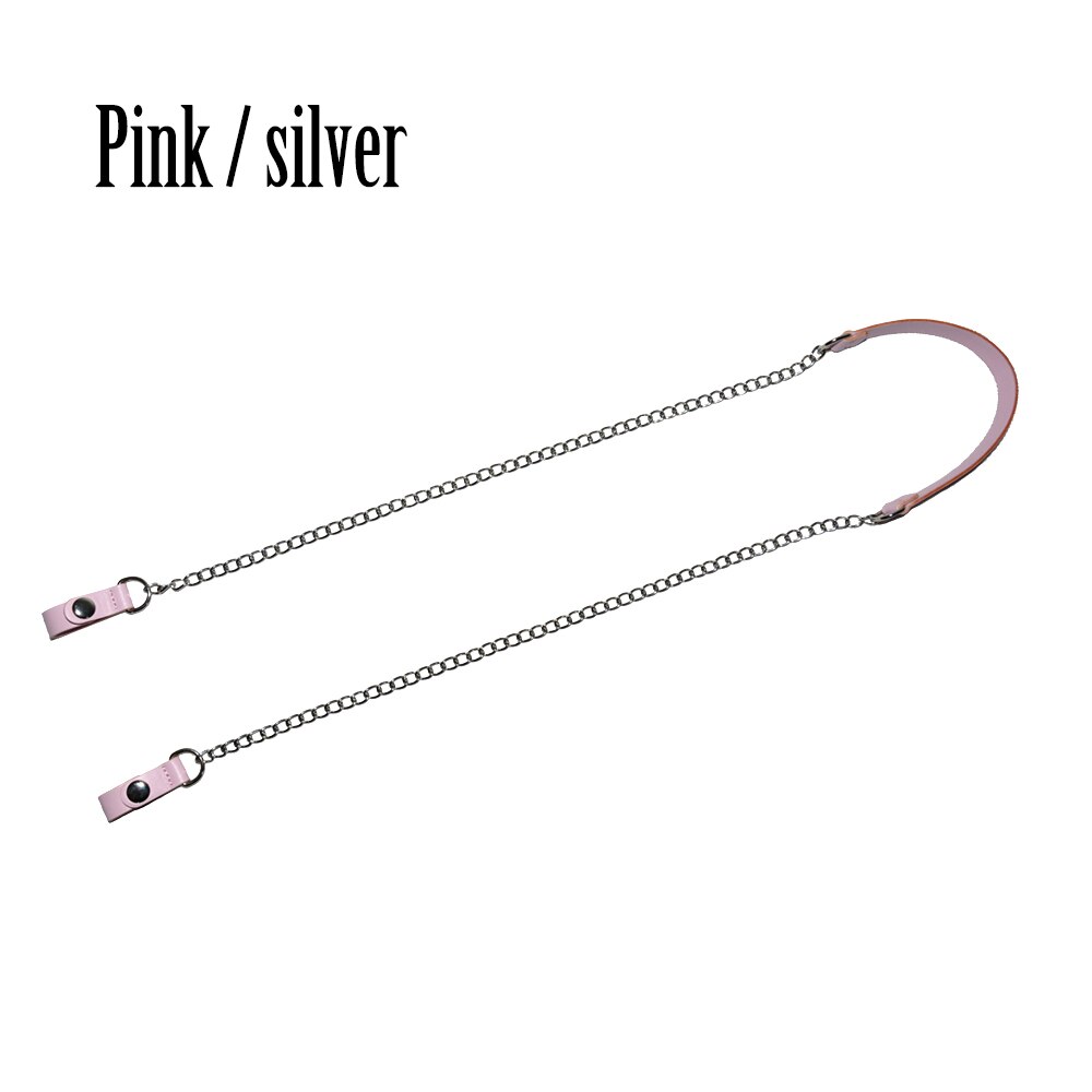 TANQU colorful long Shoulder Bag Chain with Faux Leather Strap Clip closure for OPocket Obag O bag: pink silver