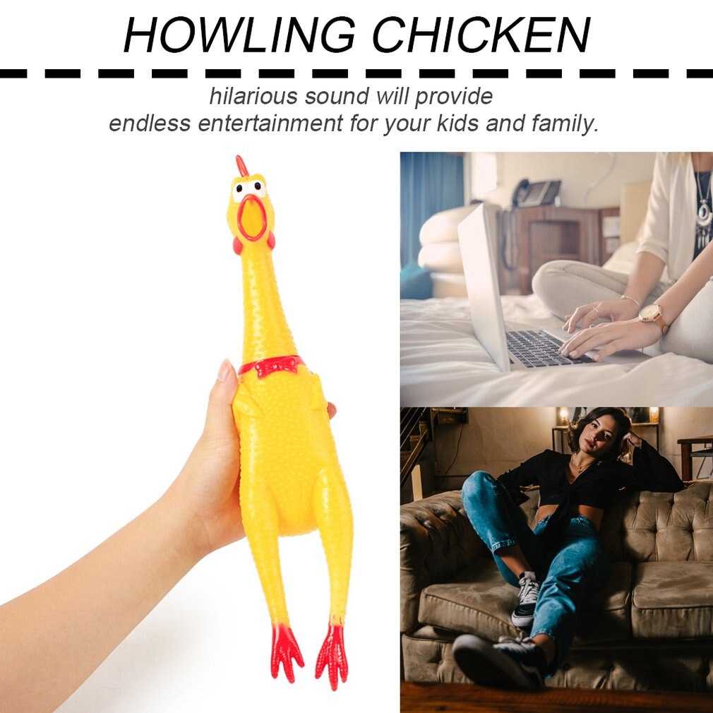 Poulet en caoutchouc jaune qui hurle, jouet en caoutchouc Durable, parfait pour les enfants et les chiens, 3 tailles