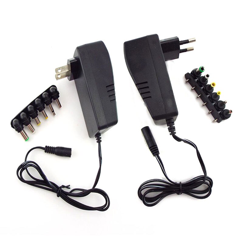 Universal 30W Portable Charger AC to DC Adaptor Adjustable Power Supply Set 6 Tips Connector Plugs for Laptop Notebook