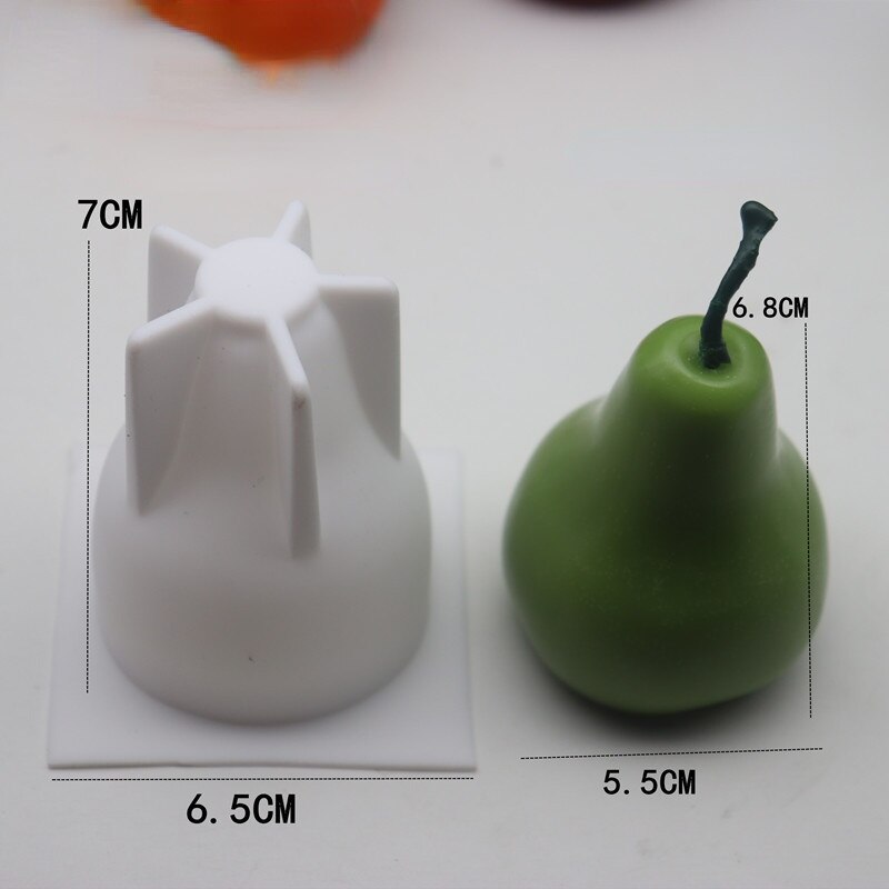 Molde de vela con forma de fruta, suministros de fabricación de velas de naranja y manzana, moldes de resina: Pear